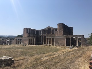 The bath-gymnasium complex at Sardis in Asia Minor. Monumental complexes combining bathing and gymnasium functions became especially prominent in the eastern Roman world.