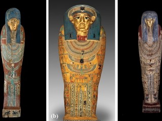 Ptolemaic cartonnage examples used for stylistic comparison and dating.